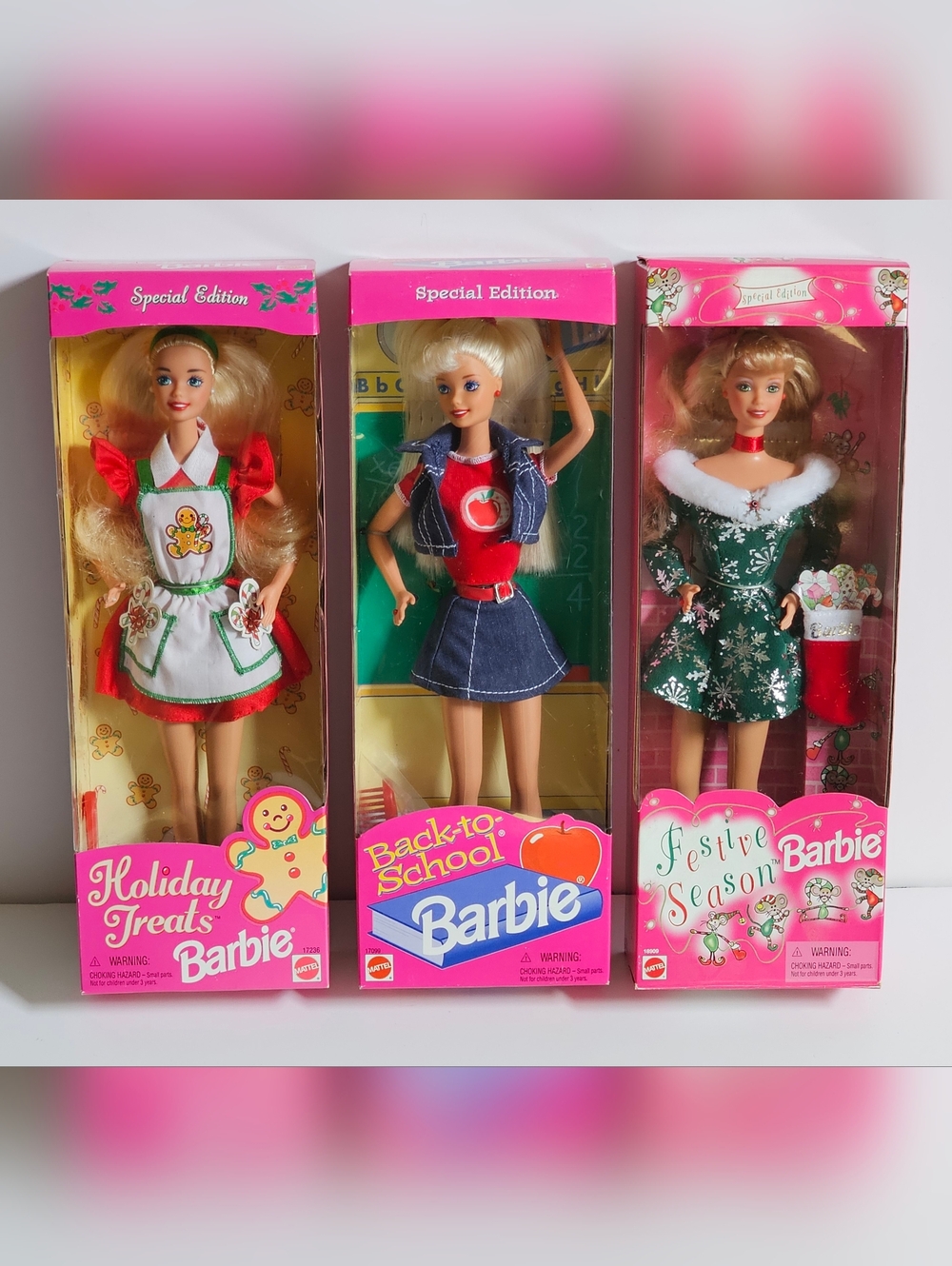 Vintage Barbie Lot of 3 Festive Season, Back To School, & Holiday Treat NIB
